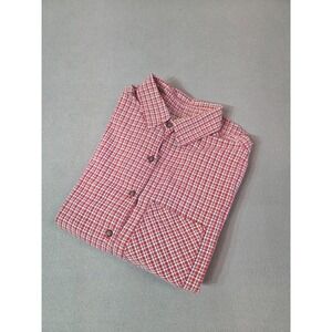 At Last & Co Mens Medium Plaid Flannel Rust Orange Grid Check Brushed Flannel